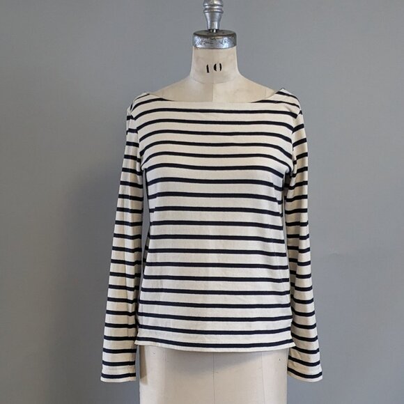 Uniqlo Mid-Weight Knit Striped Boatneck Top - Sailor - Mariner - Size XS - Picture 1 of 4